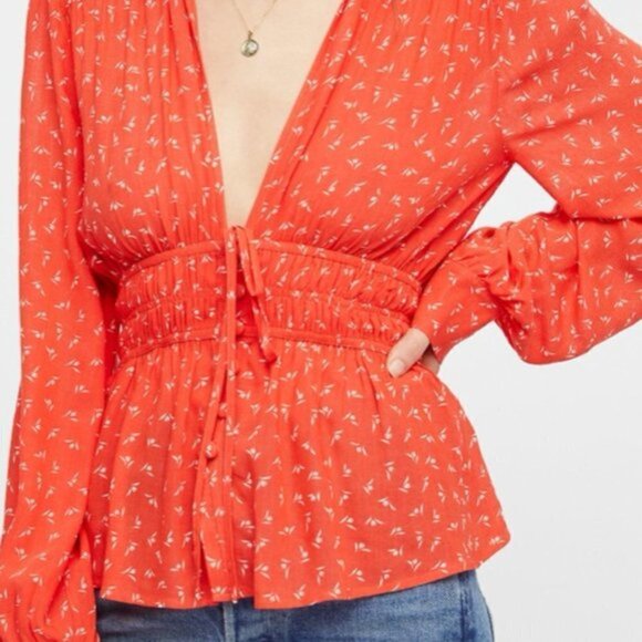 Free People Collette Floral Blouse Small - Picture 2 of 7